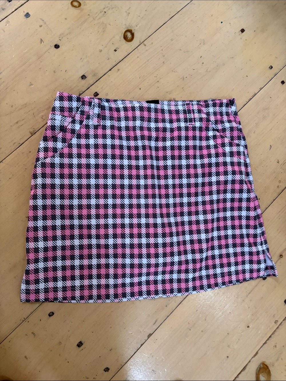 Women's Pink Plaid Mini Skirt - Classic Check Pattern